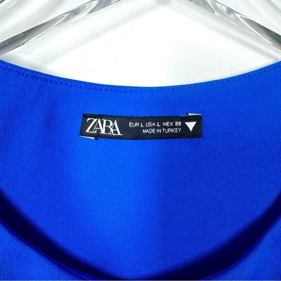 Zara Women’s Size Large Royal Blue Halter Neck Seamless Snap Closure Bodysuit - Picture 8 of 10